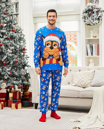 عائلة باو باترول مطابقة بيجامات عيد الميلاد للعطلات الأم و ME CARON PRINT PJS مريحة للأطفال والكبار in Saudi Arabia