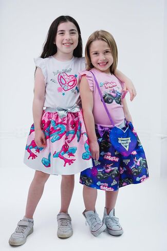 Monster Jam Girls Tank Top, Satin Skirt and Bag 3 Piece Outfit Set Toddler to Big Kid Sparkle Smash in Saudi Arabia