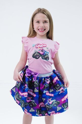 Monster Jam Girls Tank Top, Satin Skirt and Bag 3 Piece Outfit Set Toddler to Big Kid Sparkle Smash in Saudi Arabia