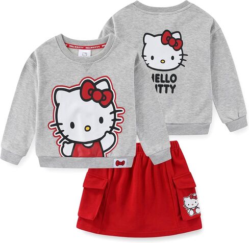 Hello Kitty Sanrio Girls French Terry Sweatshirt و Skort Skirt 2 قطعة للأطفال الكبار in Saudi Arabia