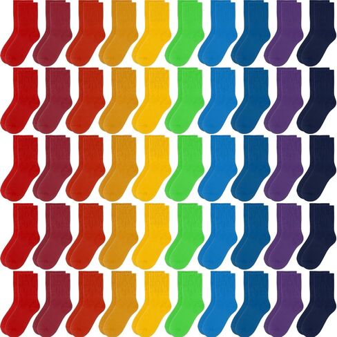Coume 50 Pairs Girl Socks Bulk for Kids 6-8 Years Colorful Long Toddler Sock for Kids Boys Little Girl Children Birthday Christmas Winter Gifts in Saudi Arabia