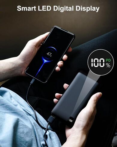 IXNINE Power Bank 26800mAh Portable Charger, High Capacity Phone Charger Compact External Battery Pack with LED Display and 4 Fast Charging Outputs for iPhone Samsung LG Tablet etc (Blue) in Kuwait