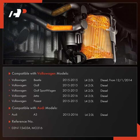 A-Premium Oil Filter Housing Cap Assembly Compatible with Volkswagen Jetta 2015-2016, Passat 2015, Golf 2015, Golf SportWagen 2015, Beetle 2015 & Audi A3 2015-2016, 2.0L, Diesel in Saudi Arabia