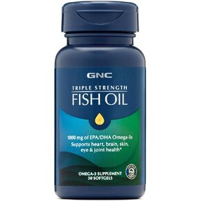 GNC Triple Strength Omega 3 Fish Oil 1000mg, 30 Count, Supports Joint, Skin, Eye, and Heart Health