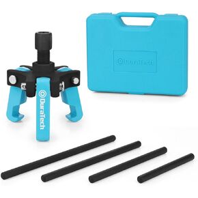 DURATECH Harmonic Balancer Puller Set, Adjustable 3-Jaw Puller with 4 Forcing Rods Fits 3/8" Square Drive & 3/4" Hex, Compatible with GM, Cadillac, Chevrolet, Chrysler, Ford, Mitsubishi