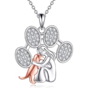 POPLYKE Dog Star/Paw Necklace for Women Sterling Silver Dog Pendant Jewelry Gifts for Girls