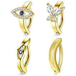 4 قطع 14 جرام خاتم زر البطن للنساء لا يسبب الحساسية 316L جراحي من الفولاذ المقاوم للصدأ حلقة البطن تشيكوسلوفاكيا زر البطن ثقب المجوهرات خاتم السرة in Kuwait