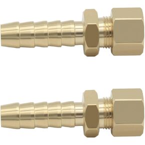 YSIL Compression Fitting 5/16" Tube OD to 5/16" Hose Barb Transmission Cooler Fuel Line Fitting Brass