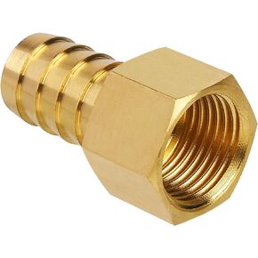 3/8" Barb x 1/2" NPT Female Pipe, Brass Hose Barb Fitting for Air, Gas, Fuel, Oil (1-Pack)