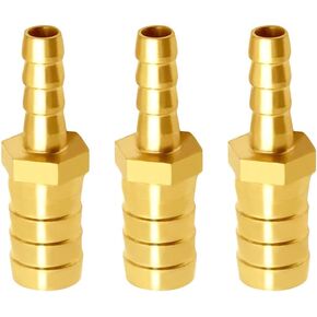 JoyTube Brass Hose Barb reducer 1/2" to 5/16" ID hose Barb Fitting Hex Splicer Mender Union Air Water Fuel with hose clamps Tubing Adapter (Pack of 2)