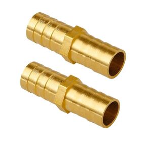 Quickun Hose Bard Fitting, 1" x 1" Hose ID Brass Hex Barbed Splicer Mender Joint Adapter Union Fitting (Pack of 1)