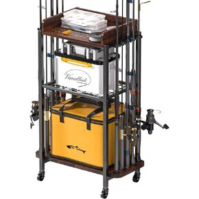 Fishing Rod Holders,Fishing Pole Holders,Fishing Gear and Equipment Organizer Fishing Rod Tackle Cart for Garage Home,Hold Up to 10 Rods or Combos in Kuwait