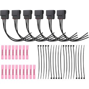 Set of 6 Ignition Coil Connector Plug Adapter with Tie and Heat shrinkable Tube for Honda Accord Odyssey Pilot Ridgeline 1999-2010