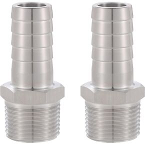 304 Stainless Steel 1" Hose Barb x 1" Male NPT 90 Degree Elbow- Home Brew Pipe Fitting，lead-free，2 pcs…
