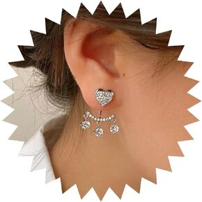 Pearl CZ Ear Jacket Earrings Teardrop Crystal Dangle Earrings Cubic Zirconia Pearl Front Back Earrings Large Pearl Stud Earrings Ear Jewelry for Women Girls