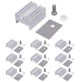 10 Packs TO-220 Aluminum Heatsink & Insulator/Mounting Kits for TO-220 MOSFET Transistor, TO-220 Heatsink + M3 Screw + Screw Washer + Insulator Rubberized Silicone (20mmx15mmx10mm)