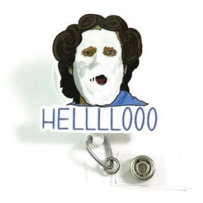 Funny Mrs. Doubtfire Badge Reel, Funny Cake Face Hello Badge Holder, Funny Badge Reel, Hilarious Badge Clip, Retractable ID Badge Holder, OT Badge Reel, Office Gifts