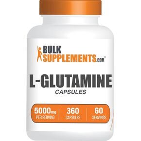 BulkSupplements.com L-Glutamine Capsules - Glutamine Supplement, L Glutamine 5000mg, L Glutamine Pills - Gut Health, Gluten Free, 10 Capsules per Serving, 240 Capsules (Pack of 1)