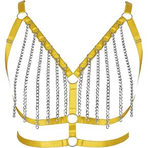 Women's Body Harness Bra Plus Size Metal Chain Hollow Bra Punk Gothic Halloween Carnival Party Dance Fashion Costume