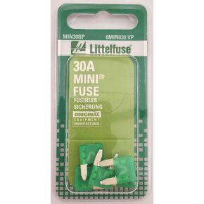 Littelfuse 0MIN030.VP MINI 32 Volt 30 Amp Carded Blade Fuse, (Pack of 5) in Saudi Arabia