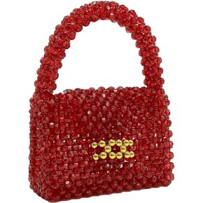 Womens Colored Transparent Beaded Handbag Handmade Acrylic Bags for Wedding Party with Top Handle