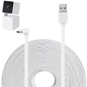 2Pack 25FT/7.5M Power Extension Cable Compatible with WYZE Cam Pan V3, 90 Degree Micro USB Extension Charging Cable for Your WYZE Cam Pan V3 Continuously, L-Shaped Flat Power Cord- Black
