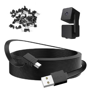 2Pack 25FT/7.5M Power Extension Cable Compatible with WYZE Cam Pan V3, 90 Degree Micro USB Extension Charging Cable for Your WYZE Cam Pan V3 Continuously, L-Shaped Flat Power Cord- Black