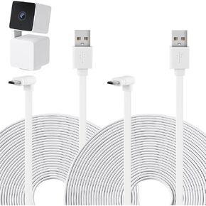 2 حزمة كابل تمديد الطاقة 25FT/7.5M متوافق مع WYZE Cam Pan V3، كابل شحن تمديد USB صغير 90 درجة لـ WYZE Cam Pan V3 بشكل مستمر، سلك طاقة مسطح على شكل حرف L - أسود in Kuwait