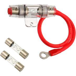 60A AGU Fuse Holder with 8 Gauge AWG 1ft Power Wire - 99.9% Oxygen-Free Copper