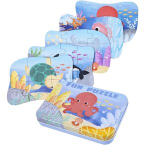 Ocean Animal Puzzles for Kids 2-5 Ages, 4 Floor Puzzles Sets for Toddler, 9-20 Piece(56 Pcs) Jigsaw Large Puzzles for Beginner, Learning Preschool Educational Puzzles Toys for Boys and Girls