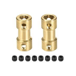Rigid Coupling Copper Shaft Coupler Connector Motor Accessories [for 3D Printer]-5mm to 6mm Bore L20 x D9/Gold/2 Pack