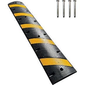 Speed Bump Heavy Duty Rubber 2 Channel Traffic Driveway Speed Hump for Roads Portable or Permanent Installation 22,000Lbs Rated Asphalt, Concrete, Gravel, Driveway, Garage 72" X 12" X 2.5"