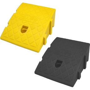 YYDS Curb Ramps,Plastic Lightweight Curb Ramp -2pcs,Protable Threshold Ramps,19.5" L x 10.5" W Driveway Ramps with Slots for Lawn mowers, Wheelchairs, Bikes, Motorcycles，Black＆Yellow (High 4")