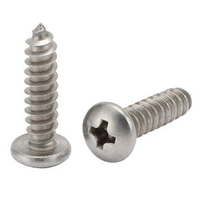 #12 x 1-1/2" Pan Head Self Tapping Screws Sheet Metal Wood Screws, 304 Stainless Steel 18-8, 50 PCS