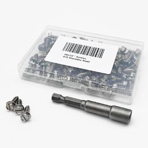 304 Stainless Steel Self Tapping Screws for Gutter Guard #8 x 1/2", 250 Pieces, Socket Bit Included