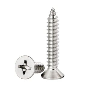 #8 x 1-1/4" Flat Head Sheet Metal Screws Phillips Drive Wood Screws, 304 Stainless Steel 18-8, Pack of 100