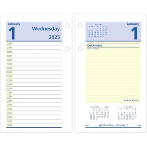 AT-A-GLANCE 2025 Desk Calendar Refill, Daily, 3-1/2" x 6", Standard, Loose-Leaf, QuickNotes (E5175025)
