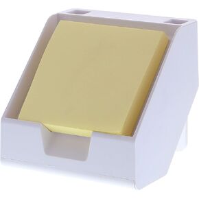 Bostitch Office Sticky Note Holder + Business Card Stand, Includes Pen Holders, White