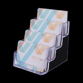 Desktop Clear Bussiness Card Holder Plastic Card Display Stand, 4 Tier Acrylic Card Holder, 1 Piece