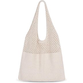Crochet Tote Bag, Mesh Beach Bag Knit Summer Hobo Bag Vacation Boho Tote Bag for Women