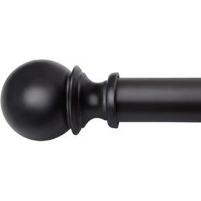Curtain Rods for Windows 66 to 120, 1 Inch Black Curtain Rod Set, Heavy Duty Drapery Rods with Adjustable Curtain Rods, Outdoor Curtain Rod with Ball Finials, Room Divider Curtain Rod, 32"-120"