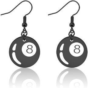 CENWA Pool Ball Lucky 8 Ball Charm Earrings Gift Billiards Ball Earrings Pool Player Gift for Billiards Lover