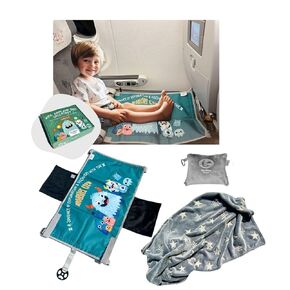 Baby Travel Essential 3-Piece kit: Elevate Your Child's Travel Comfort with The Airplane seat Extender for Kids/Toddler Airplane Bed/Airplane footrest (Monster Counting Band (White)
