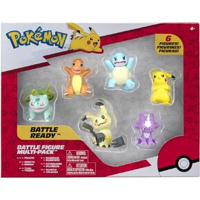 Pokémon Battle Figure 6 Pack-Features 2-Inch Pikachu, Squirtle, Charmander, Bulbasaur, Mimikyu & Toxel-Authentic Details