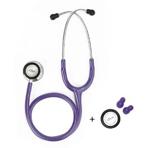 Classic Stethoscope - Sensitive Chest Piece for Monitoring Amplified Heart & Lung Sounds - Lightweight Design, Flexible Stethoscope Tubing - Extra Ear Tips & Non-Chill Ring - 32" Long, Black