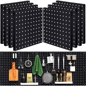 6Pcs Pegboard, Peg Board, Pegboard Wall Organizer, Mount Display Pegboard Kits fit Pegboard Storage, Small Pegboard for Craft Room Garage Kitchen, Peg Boards for Walls - White Pegboards Panels