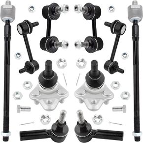 10PC Front Rear Sway Bar Lower Ball Joint Outer Inner Tie Rod Kit fit for Toyota Corolla 1996-2002, Stabilizer Bar Link Ball Joints Tie Rod End ES2382 EV303 K90124 K90309 K9545