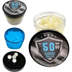 100 x Blue Night Vision Fluorescent Silicon Rubber Balls Paintballs Glowing in the Dark in 50 Cal. for Training and Self Home Defense