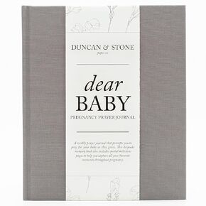 Dear Baby Pregnancy Prayer Journal (Gray, 110 Pages) by Duncan & Stone - Pregnancy Scrapbook Album for Milestones & Photos - New Mom Journal - Mom To Be Gifts