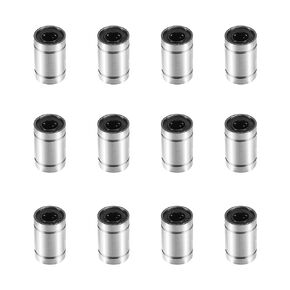 12PCS LM8UU Linear Ball Bearings, 8mm Bore Dia Linear Motion Bushing with Double Side Rubber Seal Great for CNC Machine 3D Printer